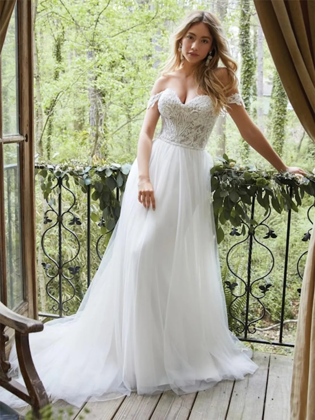 RYANTH Lace Appliques Tulle Wedding Dresses for Bride 2025 Simple Boho Beach Wedding Bridal Gown with Train