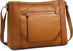S-ZONE Medium Women Genuine Leather Crossbody Bags Cowhide Shoulder Handbag Ladies Purse