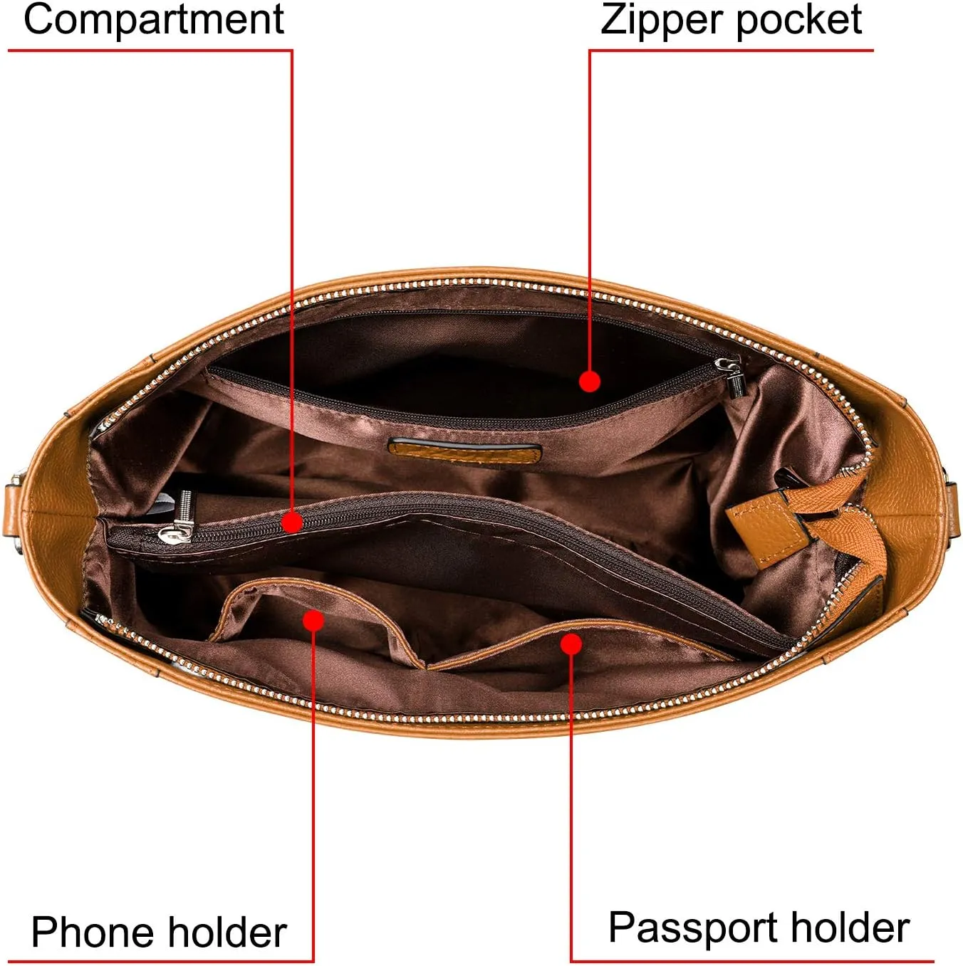 S-ZONE Medium Women Genuine Leather Crossbody Bags Cowhide Shoulder Handbag Ladies Purse