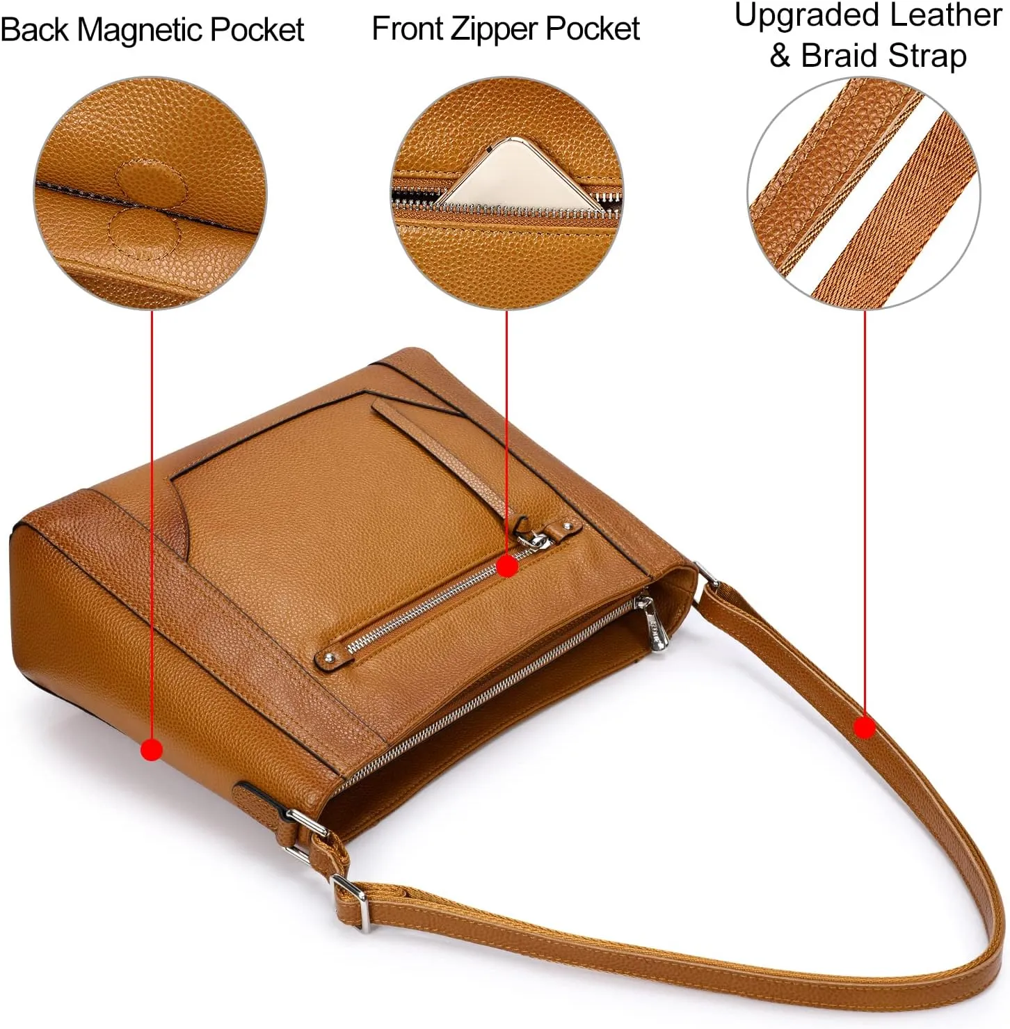 S-ZONE Medium Women Genuine Leather Crossbody Bags Cowhide Shoulder Handbag Ladies Purse