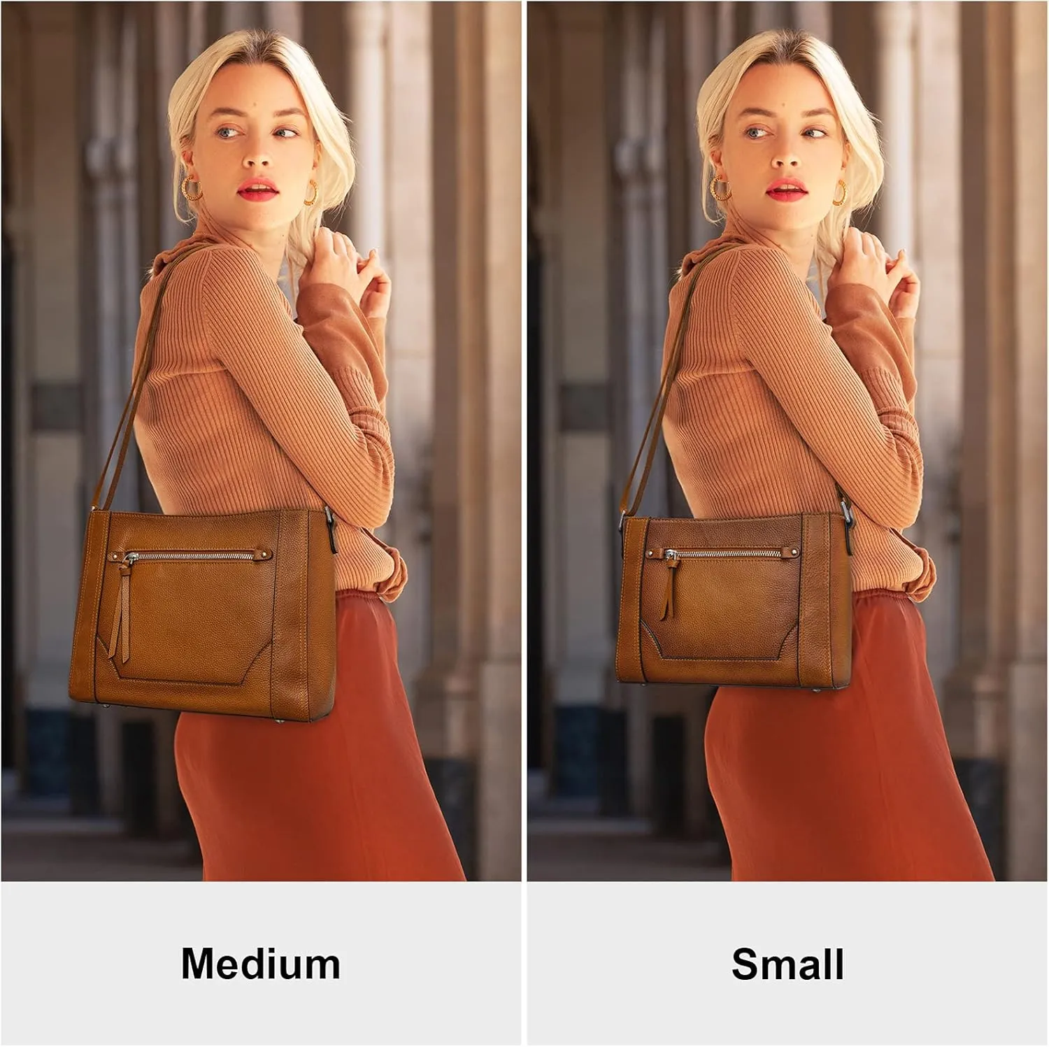 S-ZONE Medium Women Genuine Leather Crossbody Bags Cowhide Shoulder Handbag Ladies Purse