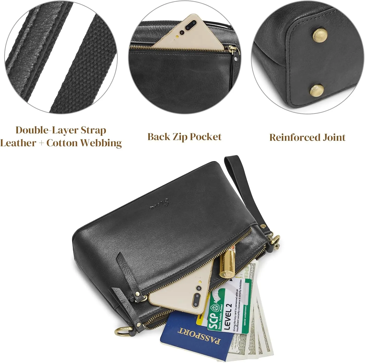 S-ZONE Small Genuine Leather Crossbody Bags for Women Purse and Handbag Wristlet