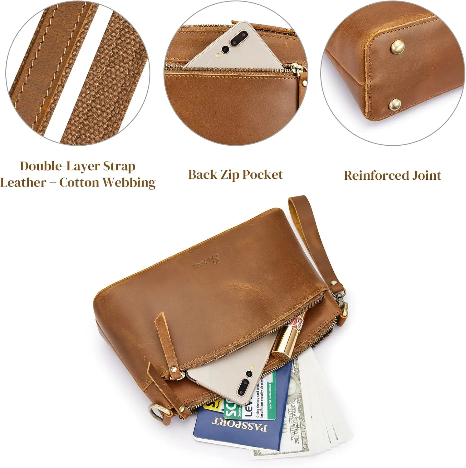 S-ZONE Small Genuine Leather Crossbody Bags for Women Purse and Handbag Wristlet