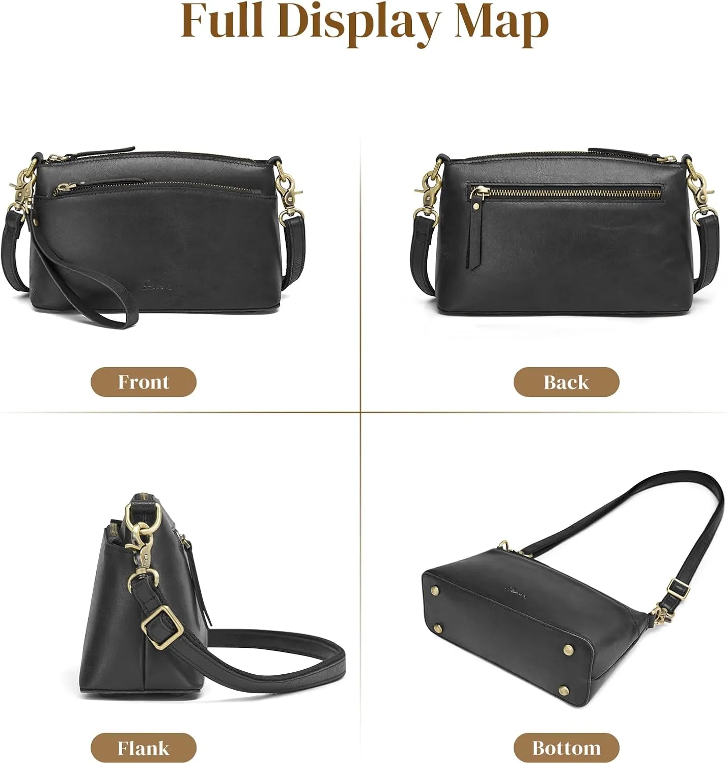 S-ZONE Small Genuine Leather Crossbody Bags for Women Purse and Handbag Wristlet