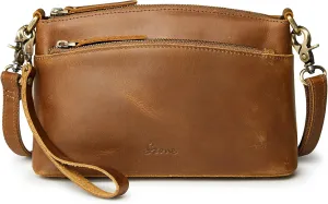 S-ZONE Small Genuine Leather Crossbody Bags for Women Purse and Handbag Wristlet