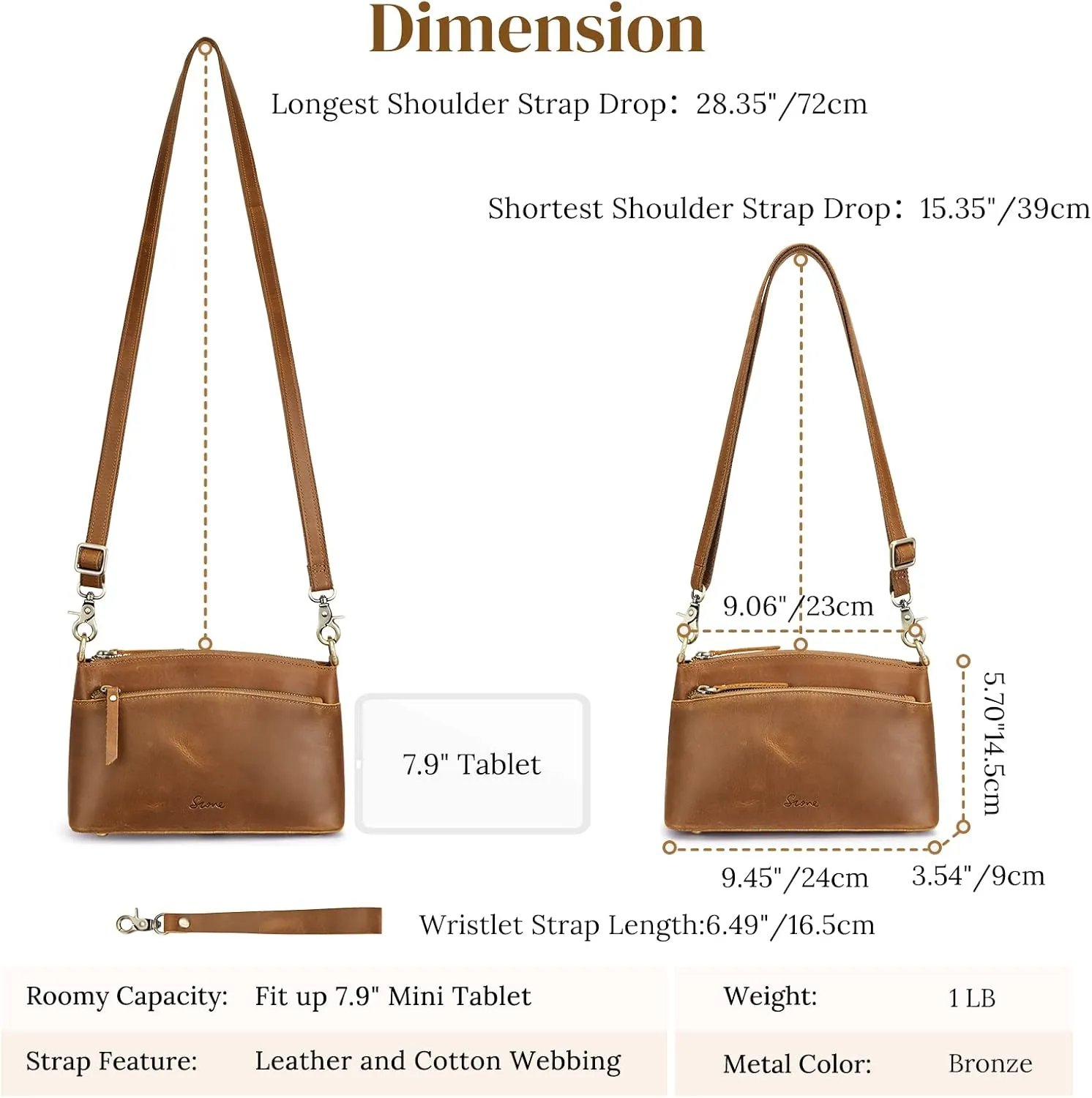 S-ZONE Small Genuine Leather Crossbody Bags for Women Purse and Handbag Wristlet