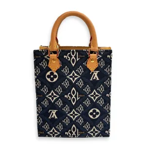 Sac Plat Blue Crossbody Bag in Denim, Gold hardware