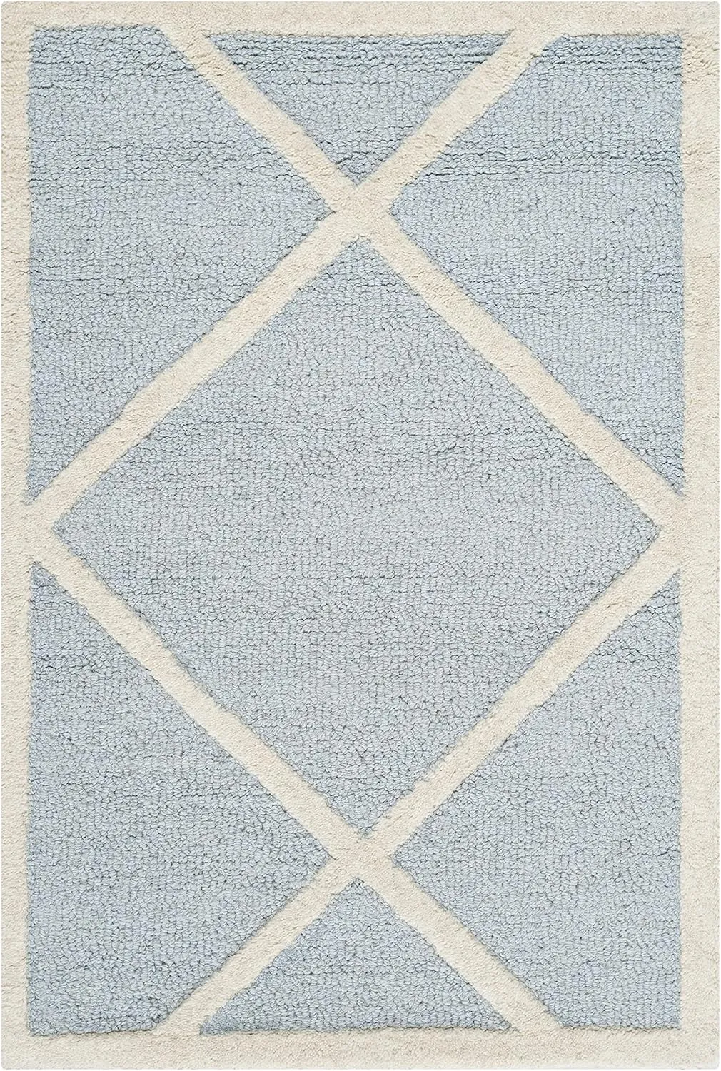 SAFAVIEH Cambridge Collection 2' x 3' Light Blue/Ivory CAM136A Handmade Moroccan Trellis Premium Wool Accent Rug