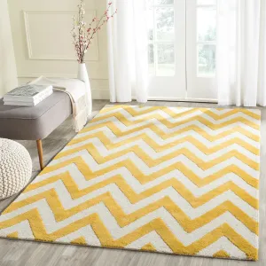 SAFAVIEH Cambridge Collection 3' x 5' Gold / Ivory CAM139Q Handmade Chevron Premium Wool Area Rug