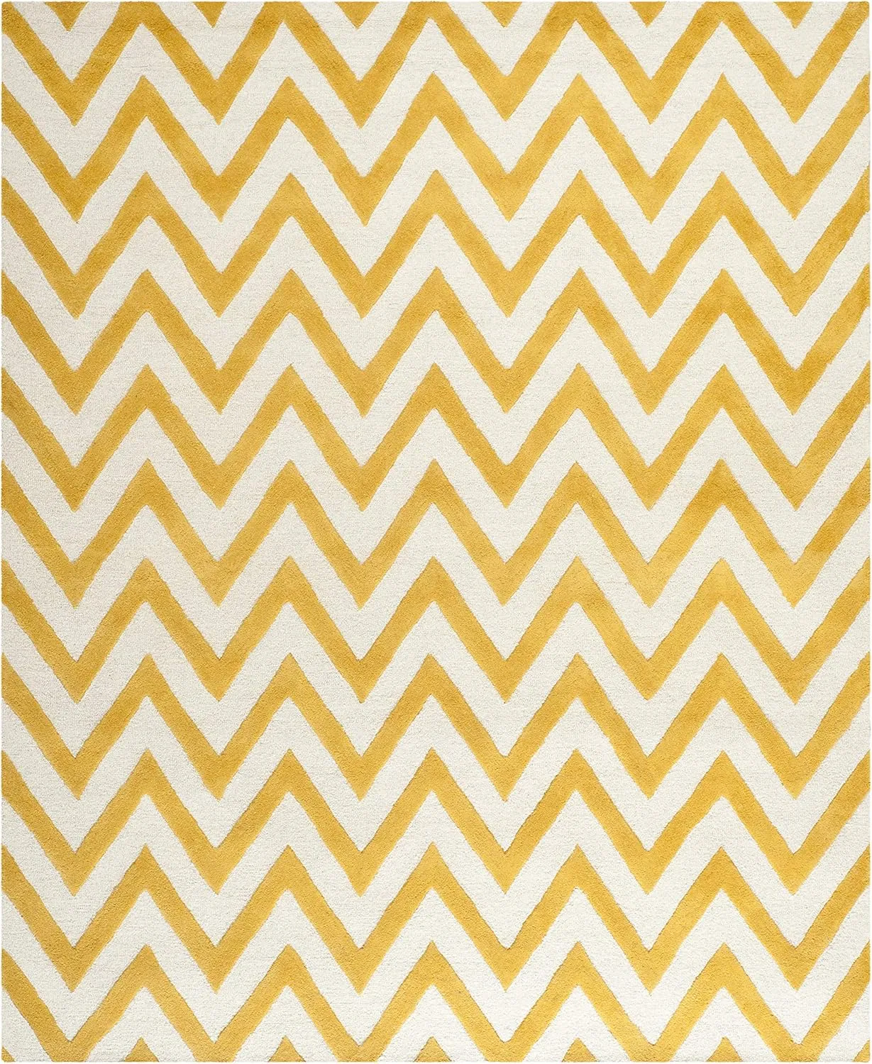 SAFAVIEH Cambridge Collection 3' x 5' Gold / Ivory CAM139Q Handmade Chevron Premium Wool Area Rug