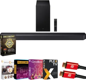 Samsung HW-Q600F 3.1.2ch Soundbar and Subwoofer Bundle with Tech Smart USA Premiere Movies Streaming, 2X HDMI Cable & Deco Gear CPS Exclusive 26 Month Protection Pack (BEACH-CPS-26500)