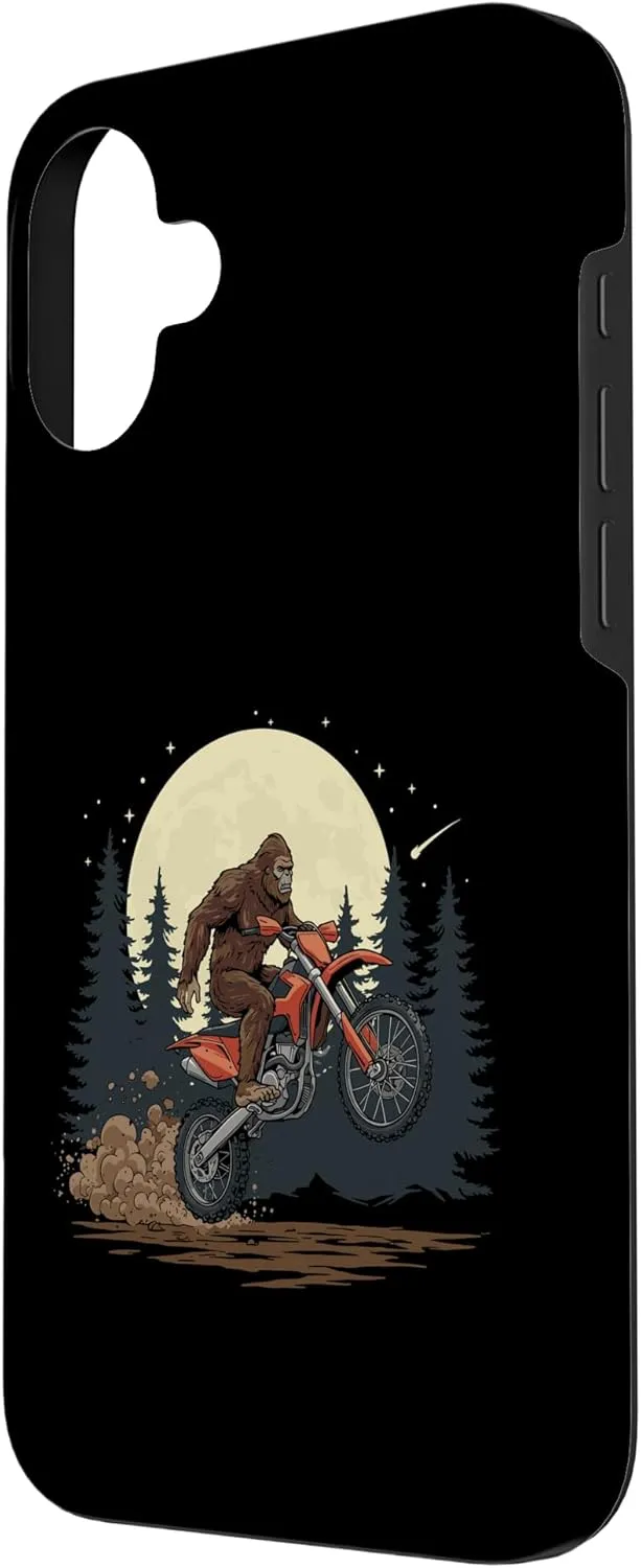 Sasquatch Dirt Bike Leap Under Forest Night Sky Off-Road Fun Case for iPhone 16 Plus