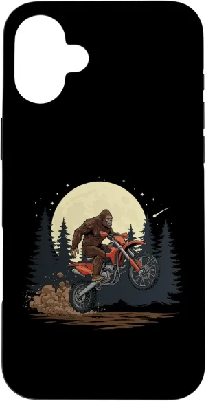 Sasquatch Dirt Bike Leap Under Forest Night Sky Off-Road Fun Case for iPhone 16 Plus