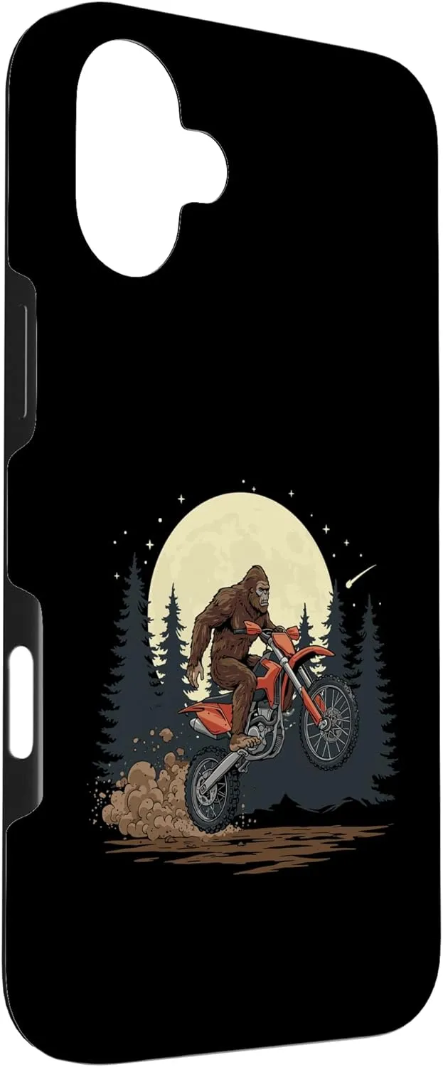 Sasquatch Dirt Bike Leap Under Forest Night Sky Off-Road Fun Case for iPhone 16 Plus