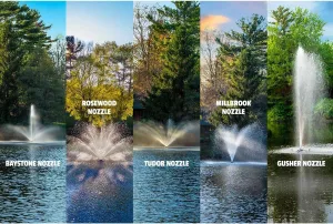 Scott Aerator Great Lakes Large Pond Fountain- 3/4 HP 230V with 200 ft. Cord | Aerating Fountain for Lakes & Ponds | Maintenance Free Stainless Steel | 5 Pattern | Nozzles Included