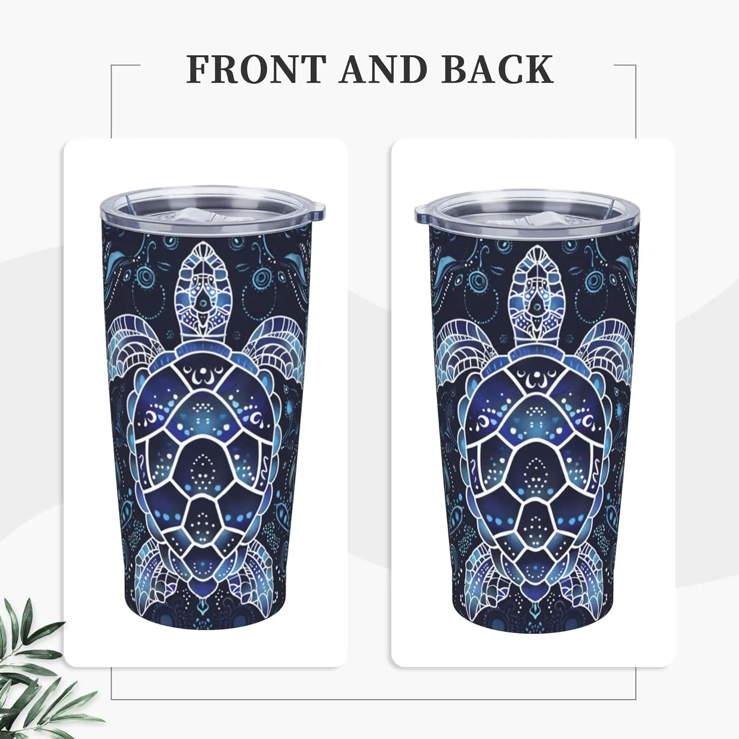 Sea Turtle Tumbler with Lid and Straw 20 OZ Stainless Steel Travel Coffee Mug Double Wall Insulated Cup Leakproof for Car Sports Cafe Office
