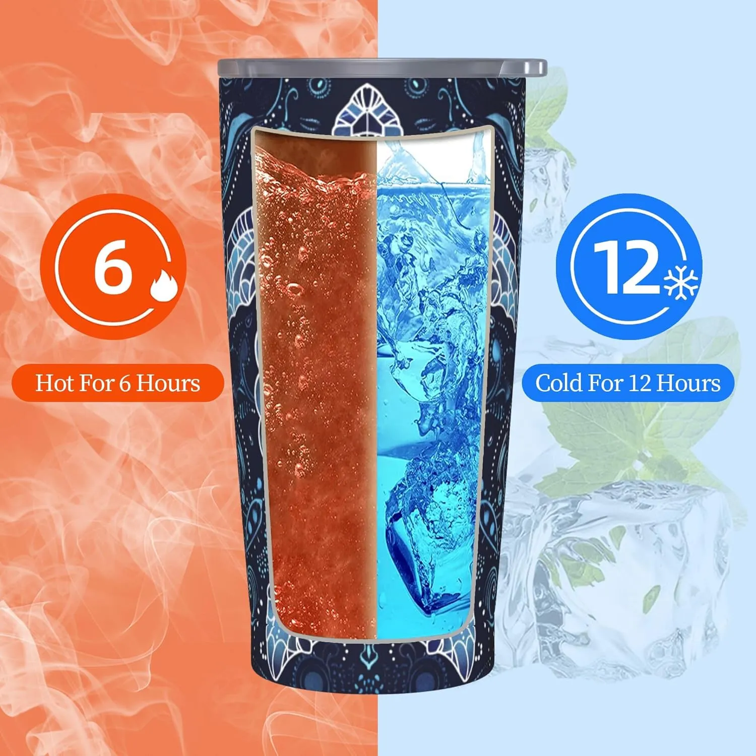 Sea Turtle Tumbler with Lid and Straw 20 OZ Stainless Steel Travel Coffee Mug Double Wall Insulated Cup Leakproof for Car Sports Cafe Office