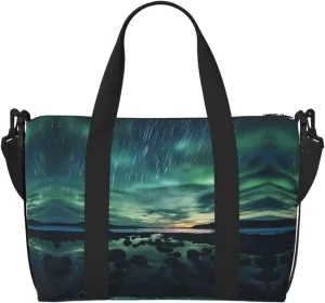 Sea under the Aurora Borealis Crossbody handbag, travel casual handbag, suitable for work, travel, fitness, tourism, women's zipper storage bag,