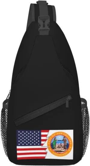 Seal Of New Orleans, Louisiana (1938-2018) And America Crossbody Bags For Women Men Chest Backpack Gym Shoulder Bag Travel Outdoor Sports Casual Crossbody Bags