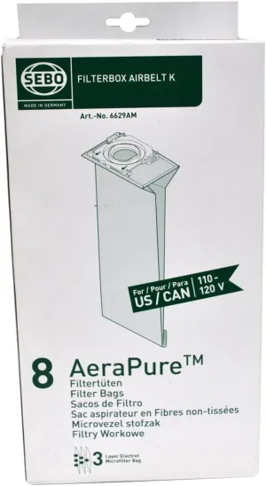 Sebo Air Belt Type K Upright Vacuum Cleaner Bags