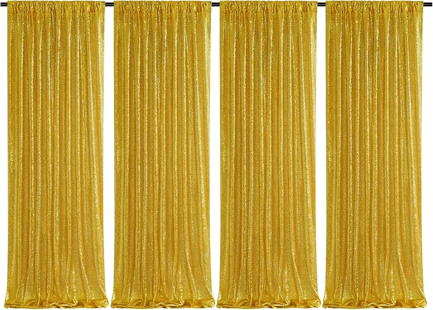 Sequin Backdrop Curtain 4 Panels 2ft x 8ft Wedding Ceremony Background Backdrop Glitter Shimmer Fabric Backdrop Drapes for Photography Props Wedding Arch Bridal Shower Home Decoration (Gold)