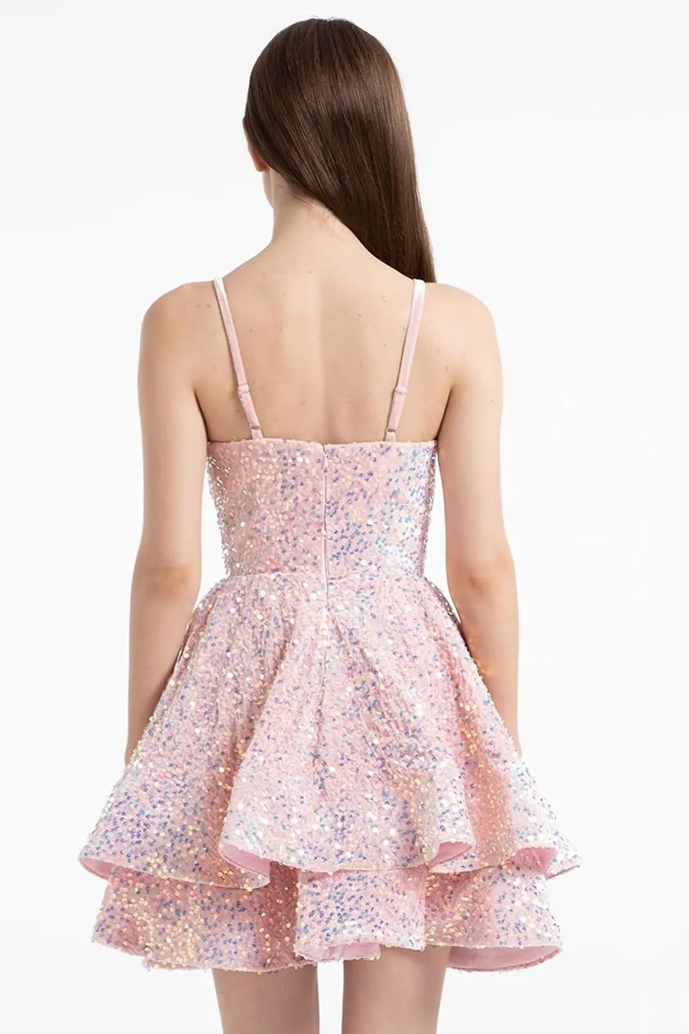 Sequin Homecoming Dresses for Teens Short Prom Dress 2025 Sparkly V Neck Formal Cocktail Party Dress