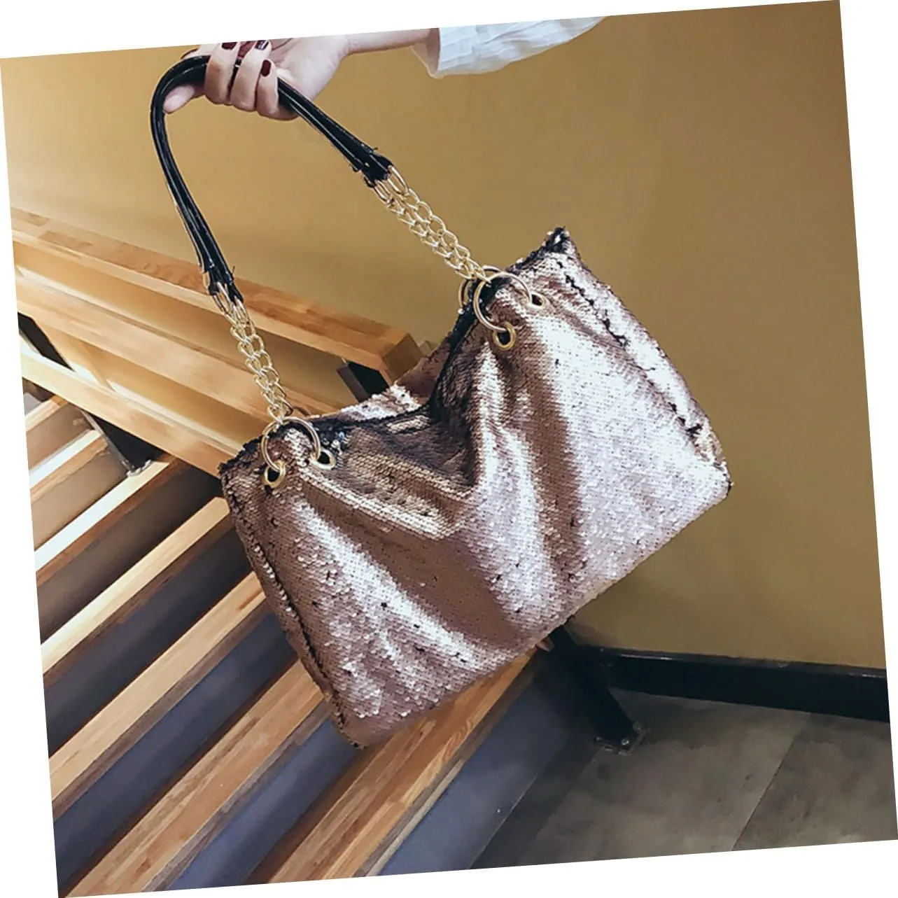 Sequin Purse Womens Tote Bags Black Tote Bags Crossbody Purses for Women Large Tote Bags for Women