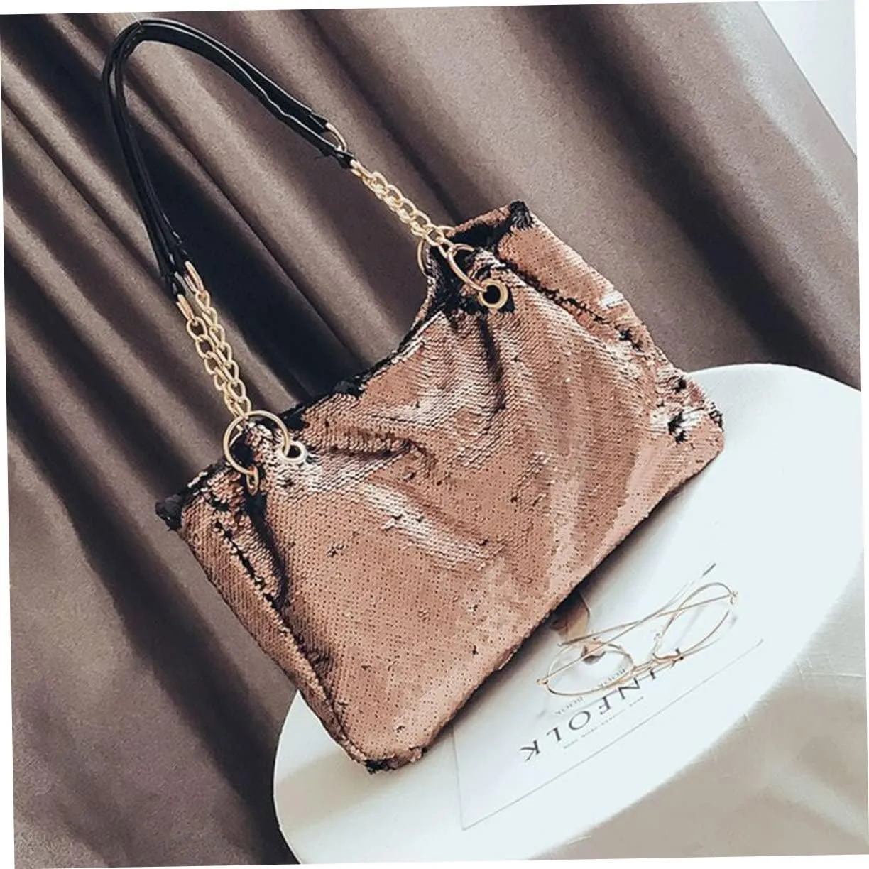 Sequin Purse Womens Tote Bags Black Tote Bags Crossbody Purses for Women Large Tote Bags for Women