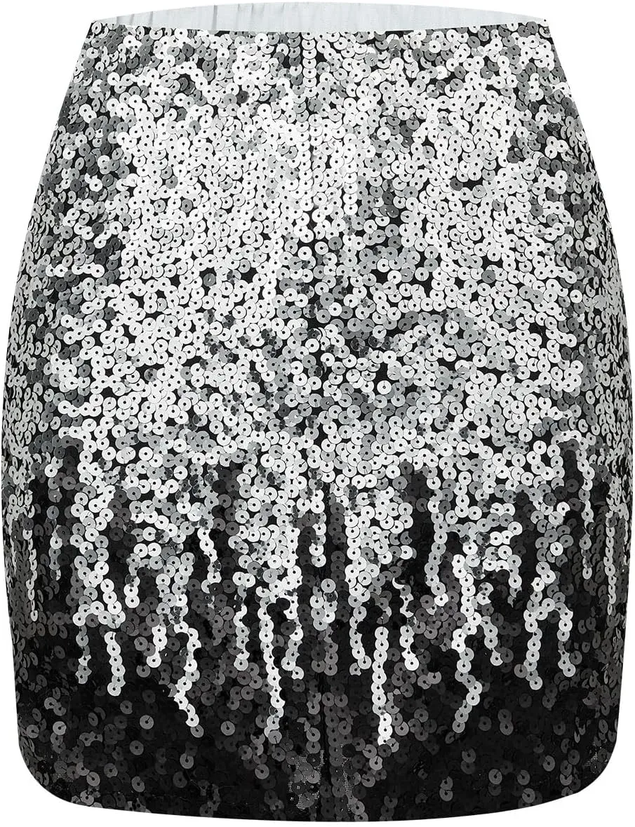 Sequin Skirt Women's Party Short Sparkly Glitter Mini Skirt for Club Night Out