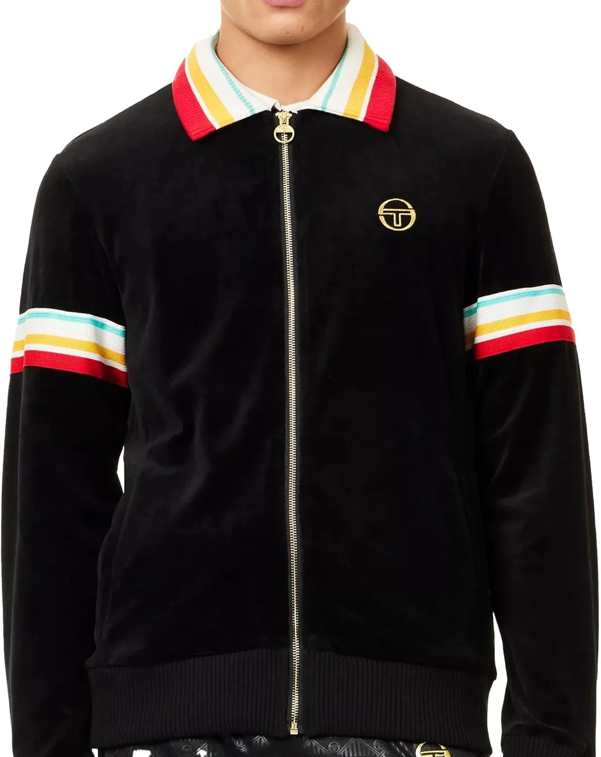 Sergio Tacchini Slice Velour Track Top, Black