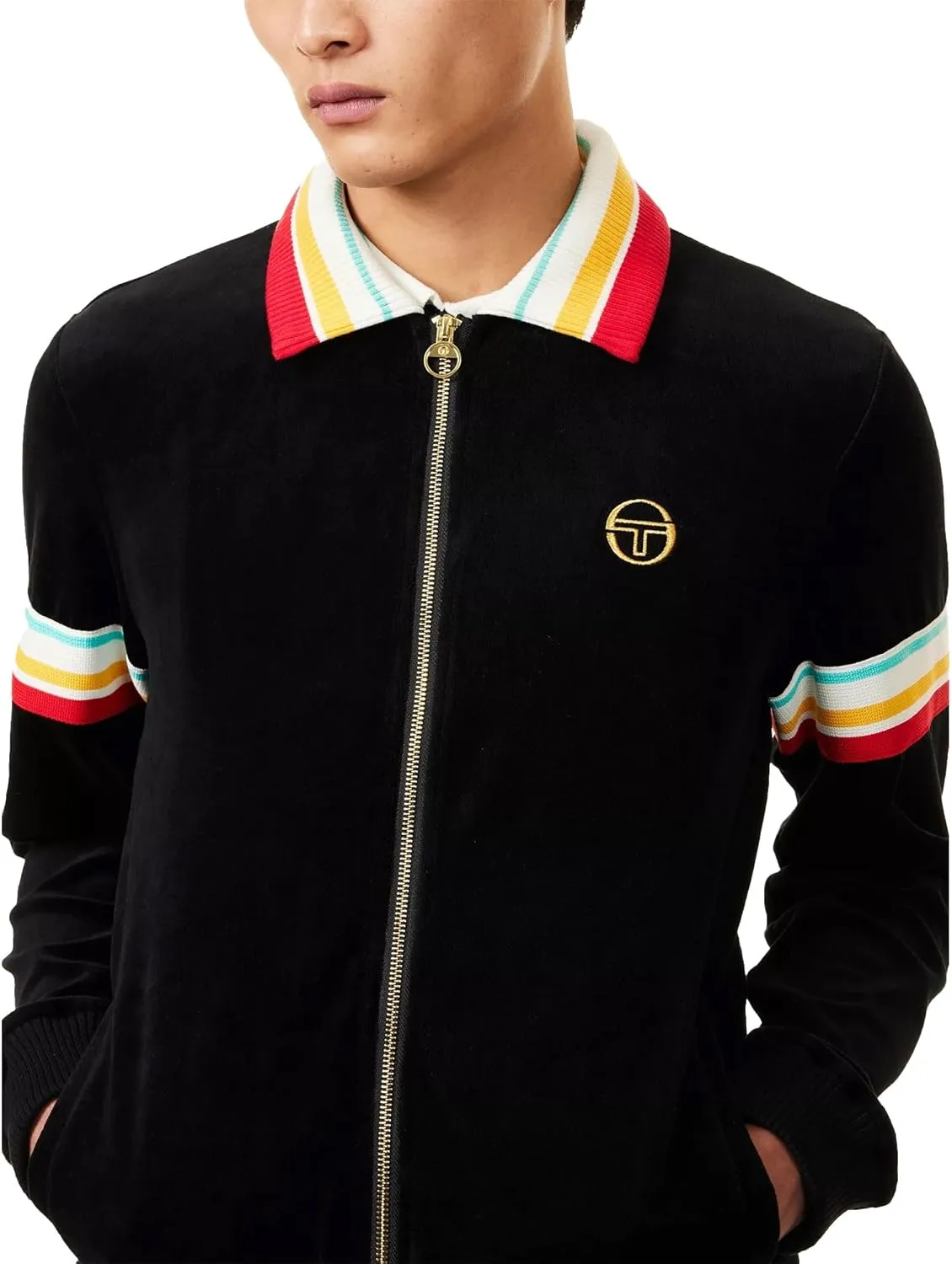 Sergio Tacchini Slice Velour Track Top, Black
