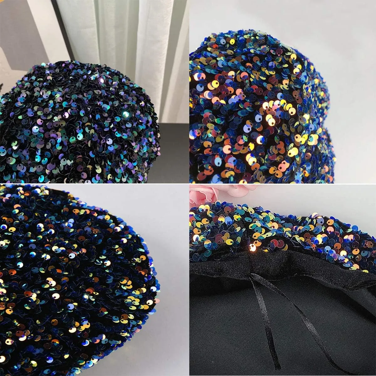 seven wolves Women's Fashion Fun Sparkle Sequins Shimmer Stretch Beret Beanie Hat