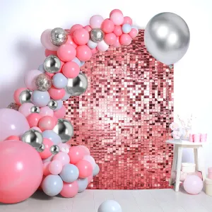 Shimmer Wall Backdrop Shimmer Wall Panels - 24 Panels Square Sequin Shimmer Backdrop for Birthday Decorations Wedding & Graduation Party Supplies (Pink)