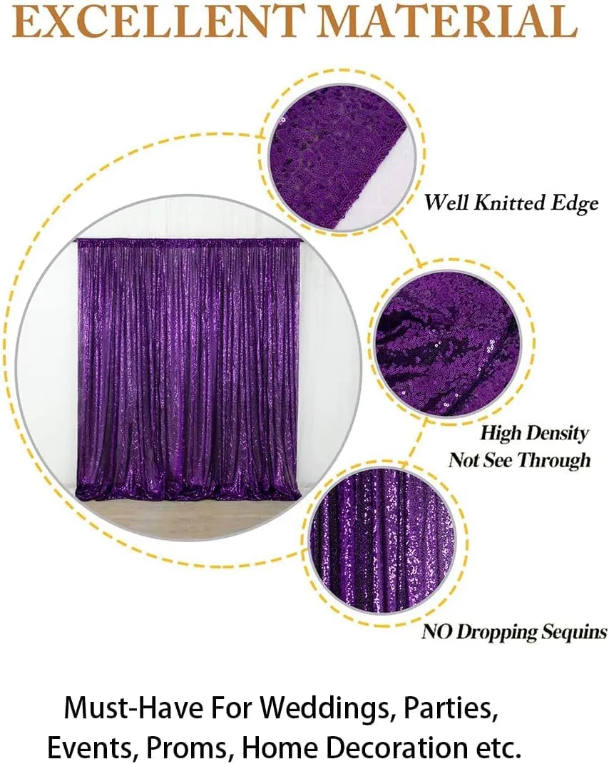 ShinyBeauty Sequin Backdrop 7FTx7FT Royal Purple Sequin Fabric Backdrop Drapes Sparkle Backdrop for Photoshoot Glitter Backdrop for Birthday Party Shimmer Backdrop Background