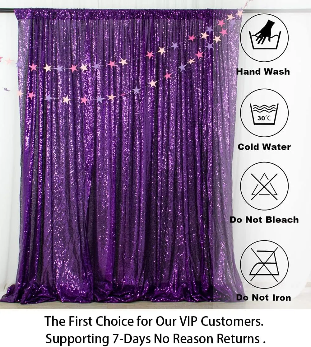 ShinyBeauty Sequin Backdrop 7FTx7FT Royal Purple Sequin Fabric Backdrop Drapes Sparkle Backdrop for Photoshoot Glitter Backdrop for Birthday Party Shimmer Backdrop Background