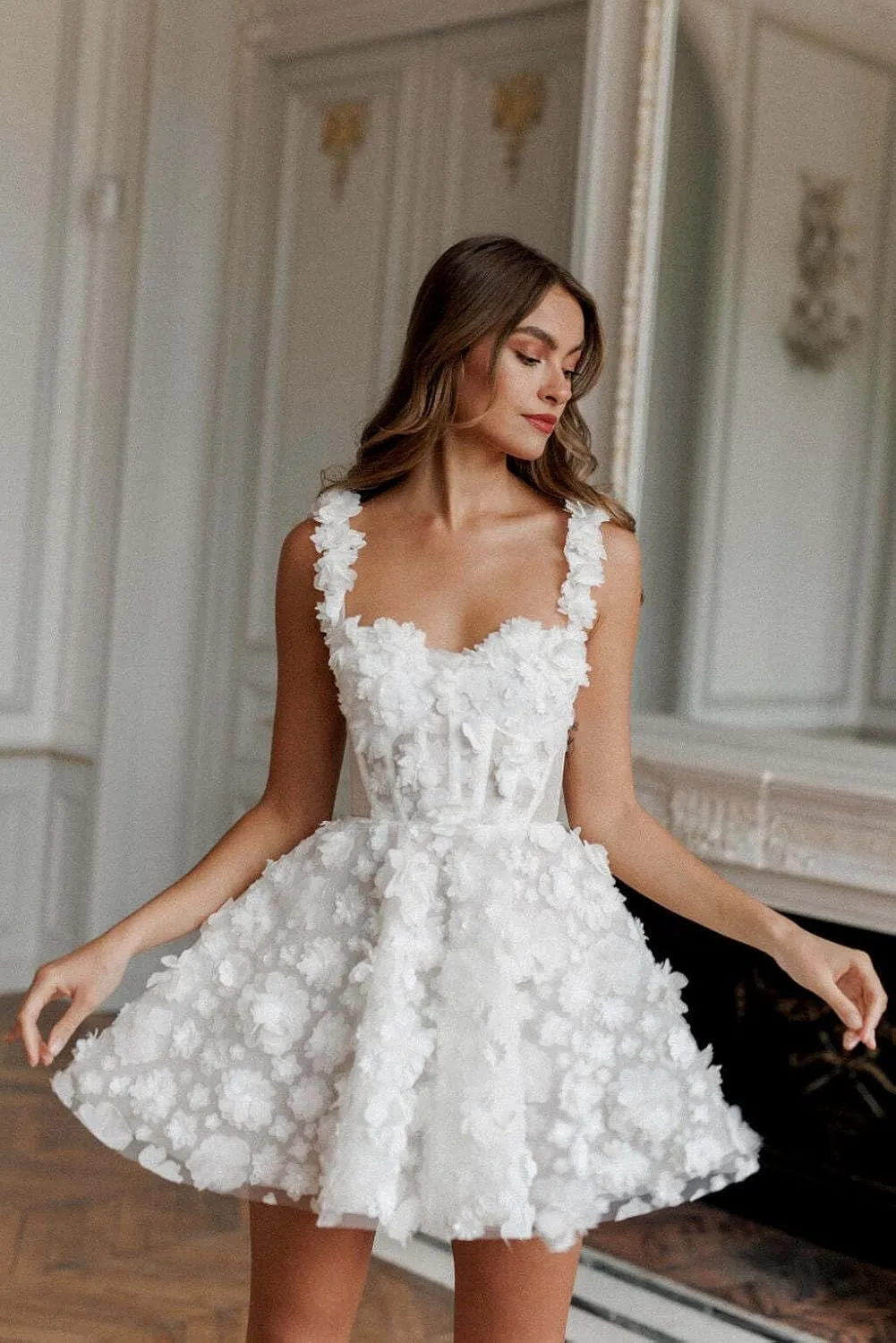 Short Wedding Dresses for Bride Lace Tulle Bridal Gown Corset Reception Engagement Dress