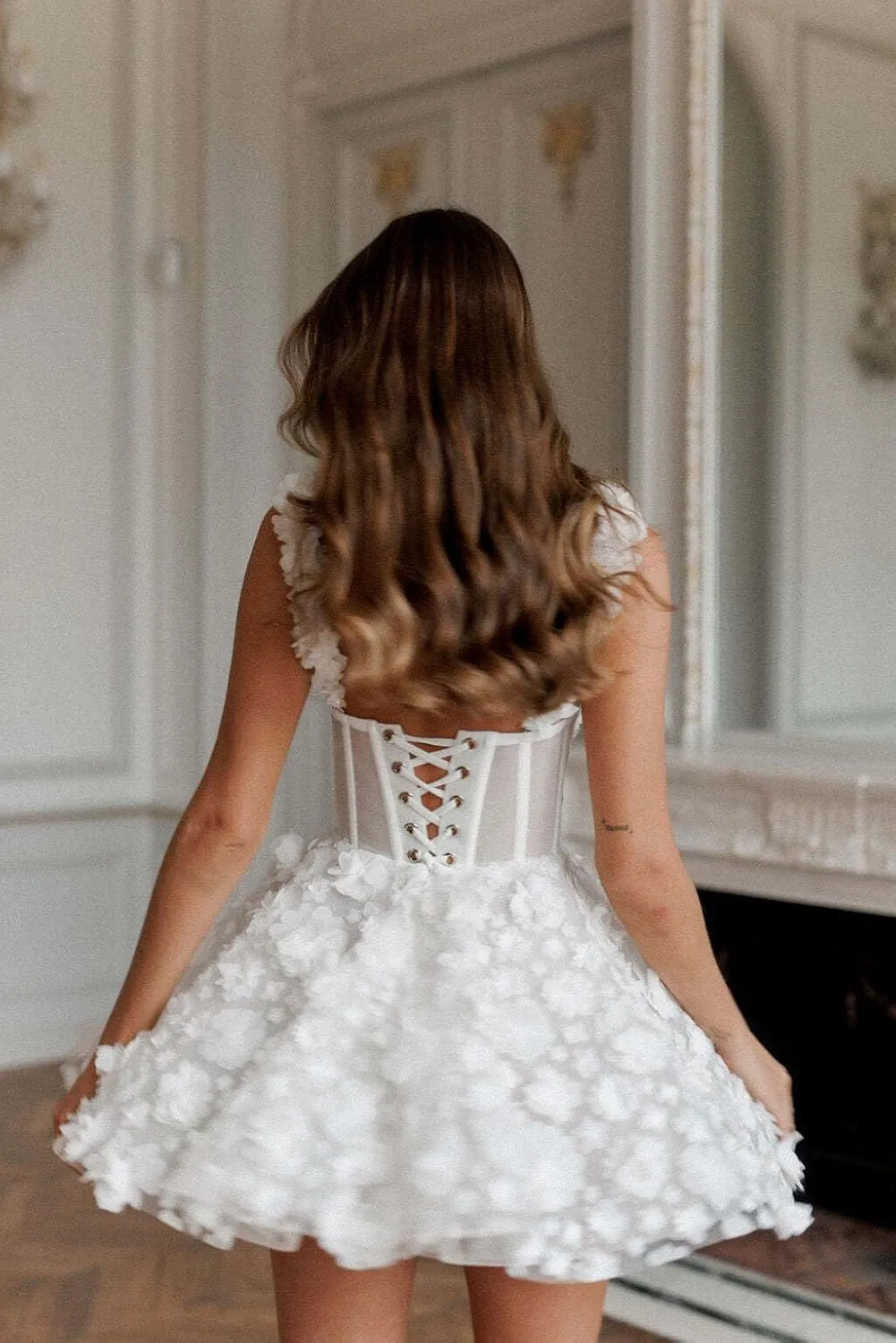 Short Wedding Dresses for Bride Lace Tulle Bridal Gown Corset Reception Engagement Dress