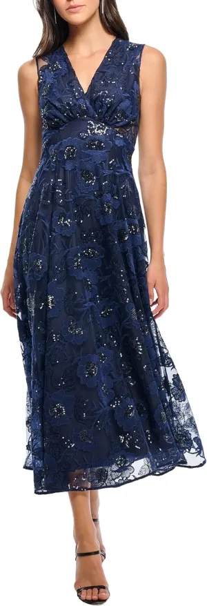 Shoshanna Women's Midnight Zia Embroidered Floral Tulle Elliott Dress