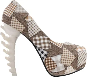 SHOW STORY Ladies Skull Rose Print Platform Bone Heel Party Club Pumps,LF80610