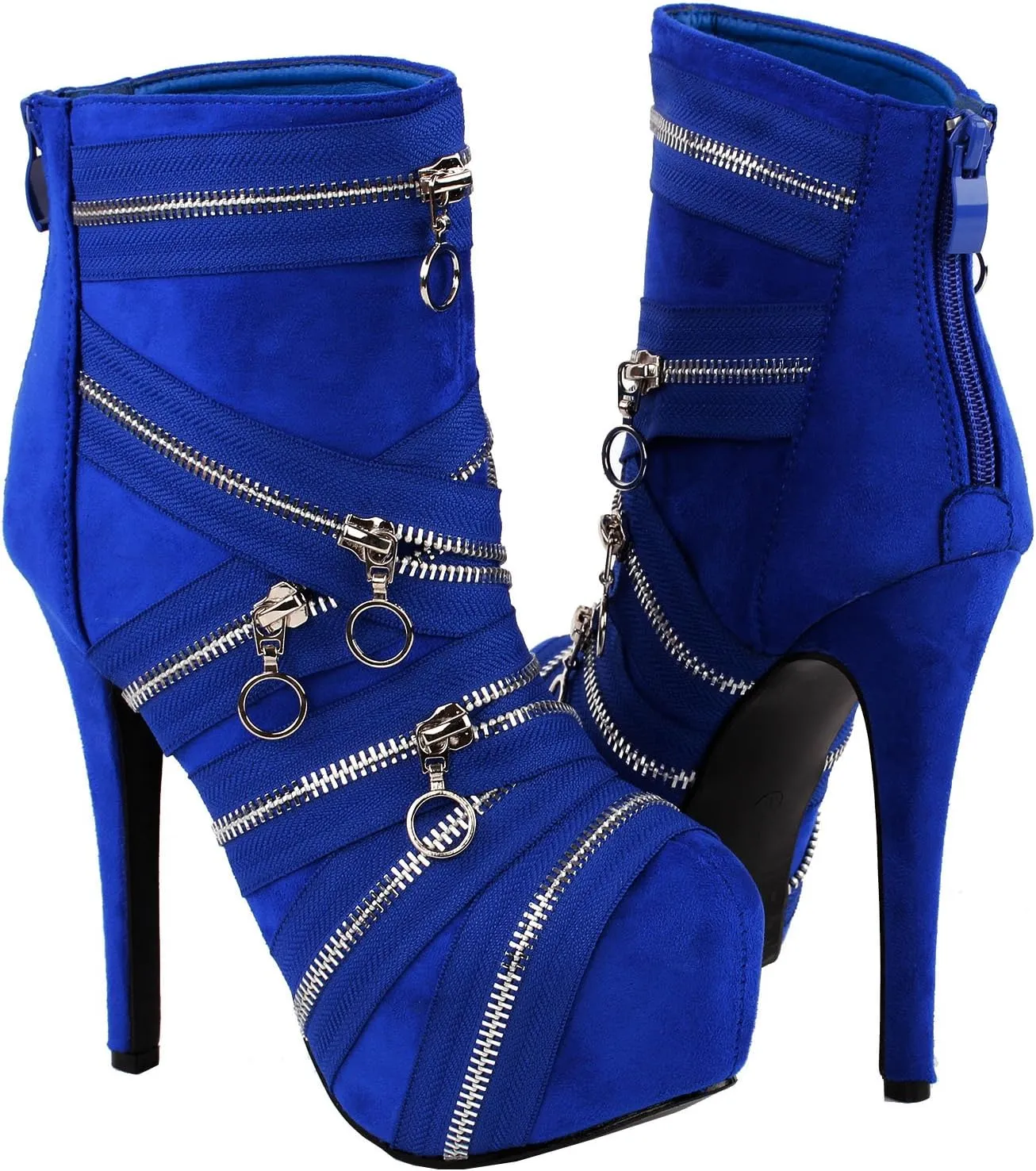 SHOW STORY Punk Black Zip Gothic Platform Stiletto Ankle Bootie Boots,LF80845