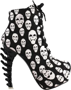 SHOW STORY Punk Lace Up Back Zip High-top Bone High Heel Platform Ankle Boots,LF80647