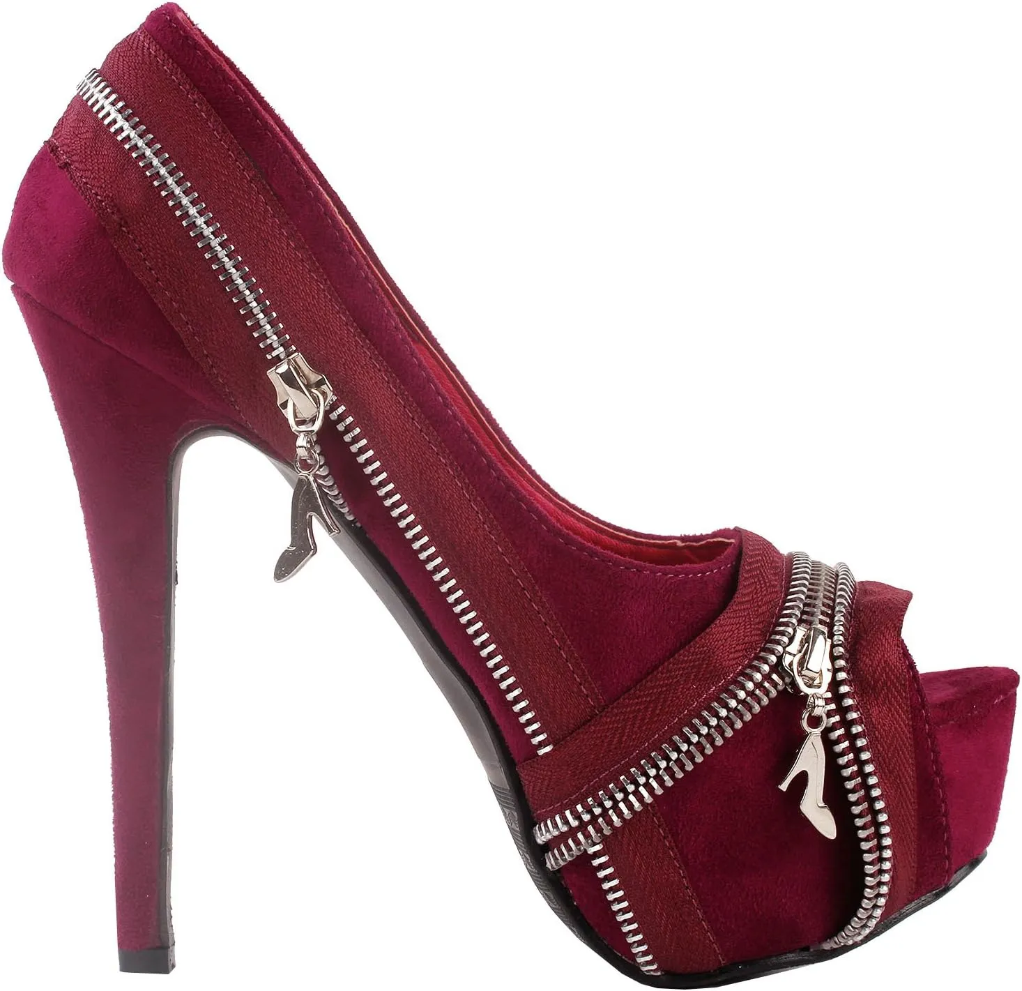 SHOW STORY Punk Multi-Colour Zip Peeptoe Platform High Heel Stiletto Pump,LF80836