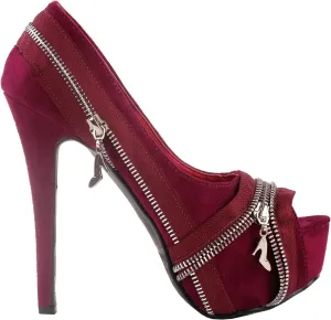 SHOW STORY Punk Multi-Colour Zip Peeptoe Platform High Heel Stiletto Pump,LF80836