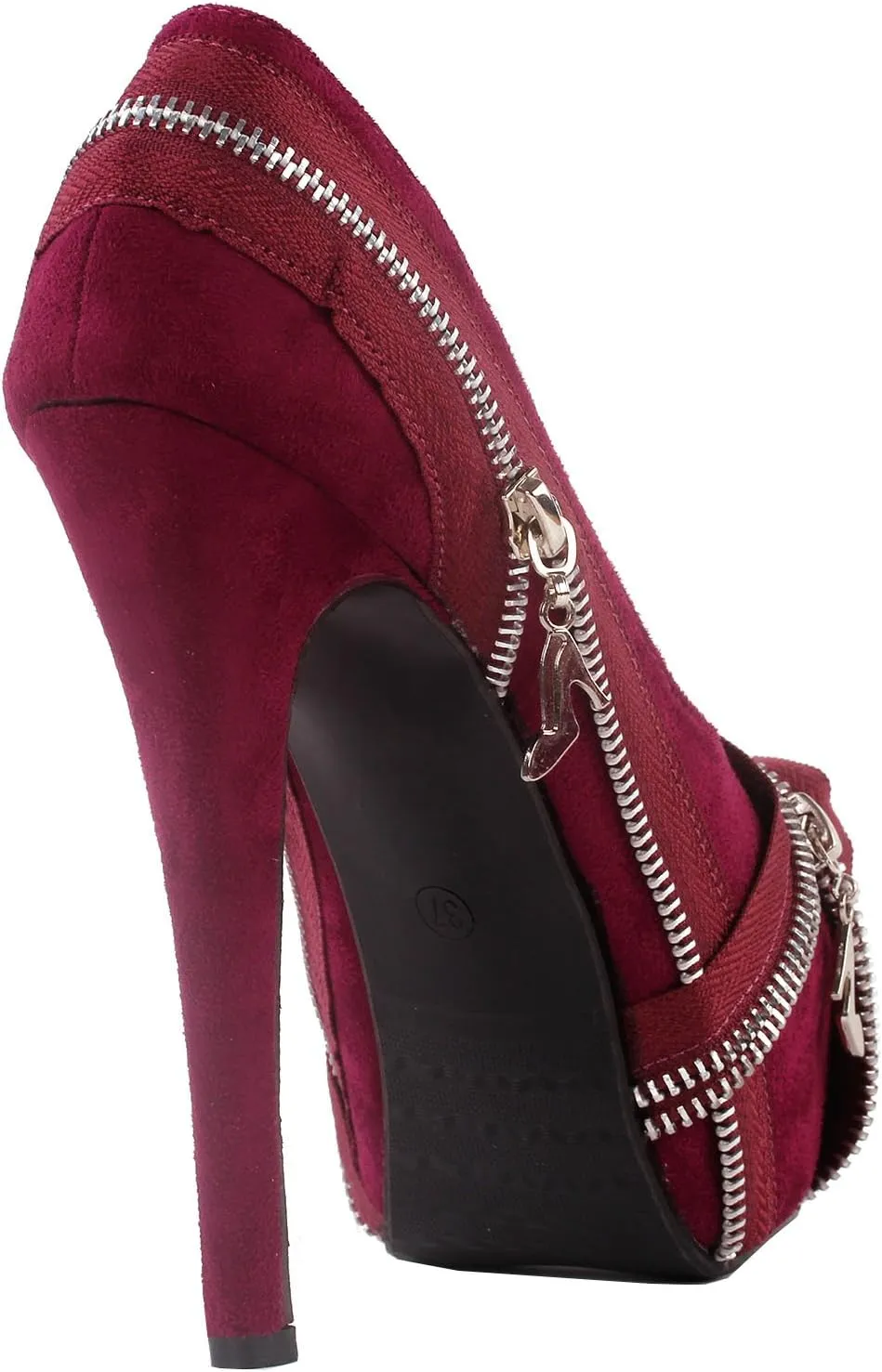 SHOW STORY Punk Multi-Colour Zip Peeptoe Platform High Heel Stiletto Pump,LF80836