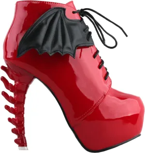 SHOW STORY Punk Two Tone Wings Lace Up Bone Heels Platform Ankle Boots,LF80658