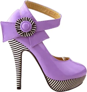 SHOW STORY Sexy Flower Ankle Strap Stripe Stiletto Platform Pumps Shoes,LF30404