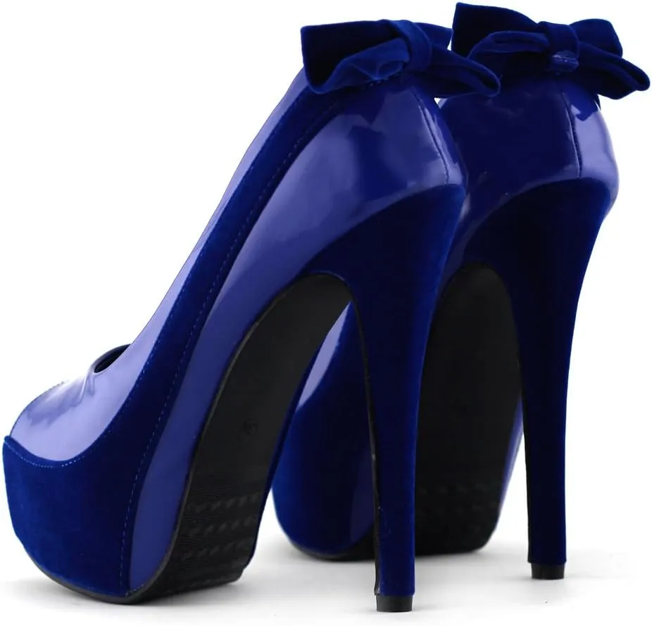 SHOW STORY Sexy Two Tone Peeptoe Bow Stiletto Platform High Heels Pumps,LF40501