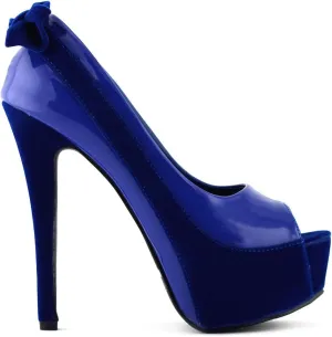 SHOW STORY Sexy Two Tone Peeptoe Bow Stiletto Platform High Heels Pumps,LF40501