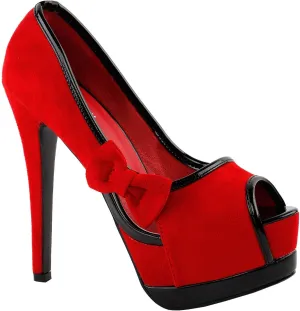 SHOW STORY Sexy Womens 2 Tone Bow Peep Toe Platform Stiletto Pumps Shoes,LF80900
