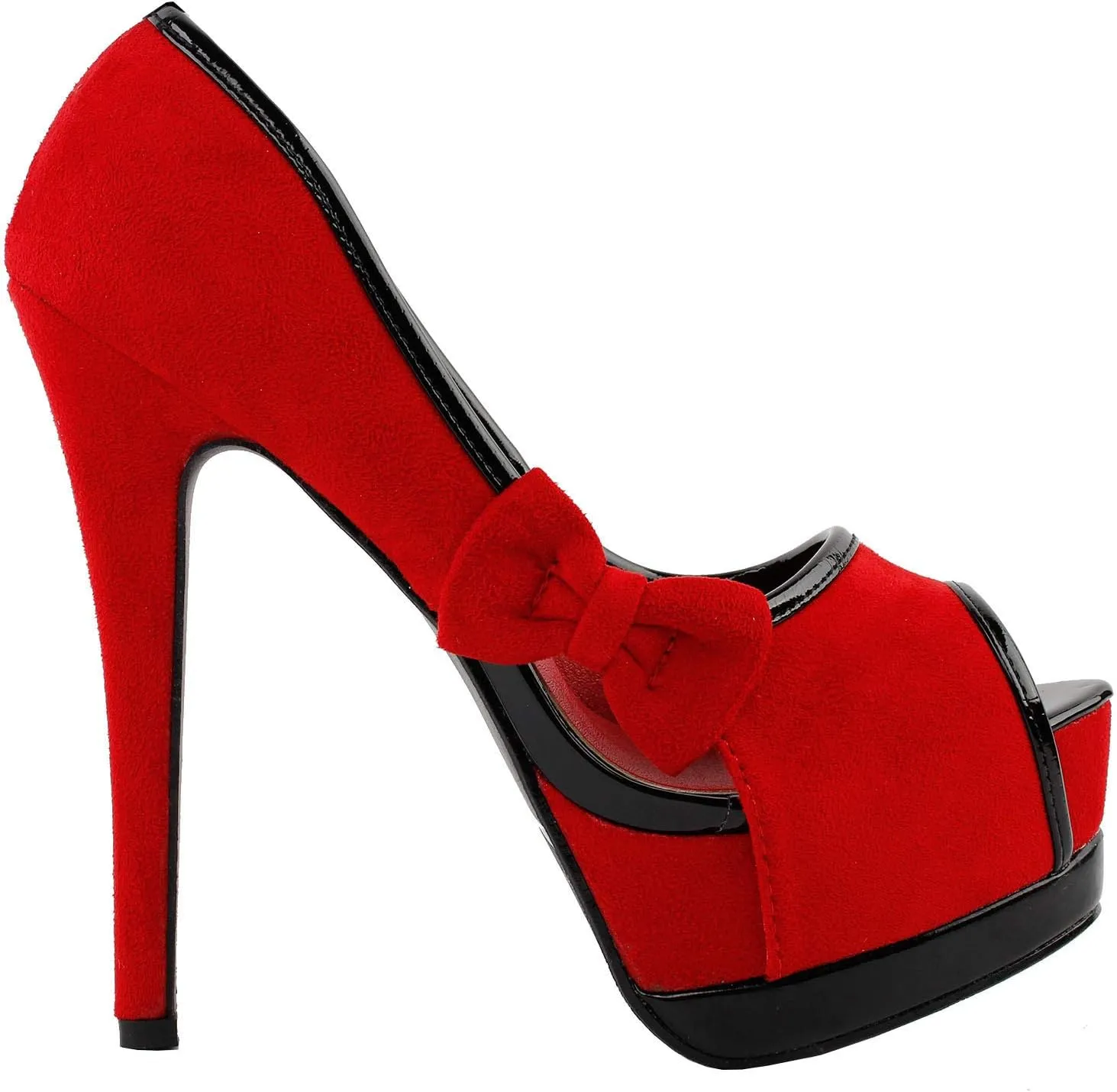 SHOW STORY Sexy Womens 2 Tone Bow Peep Toe Platform Stiletto Pumps Shoes,LF80900